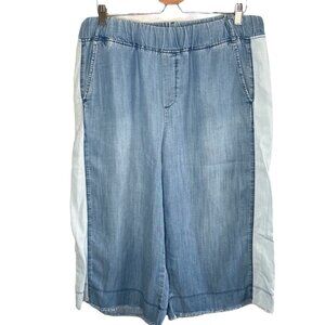 Cloth & Stone Light Blue Denim Wide Leg Cropped Gaucho Pants L